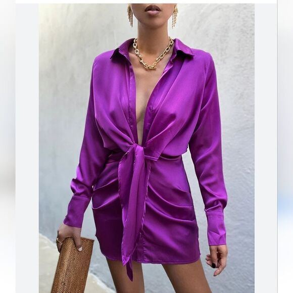 Runaway The Label Dresses & Skirts - RNWY the label Ruby shirt dress violet pinkish new with tags